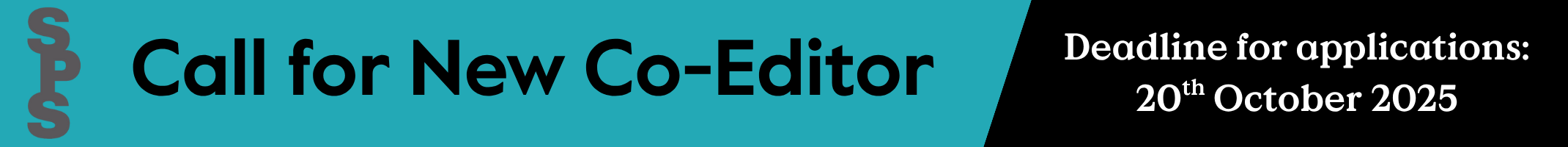 Call for New Co-Editor: Deadline for applications: 20th October 2025